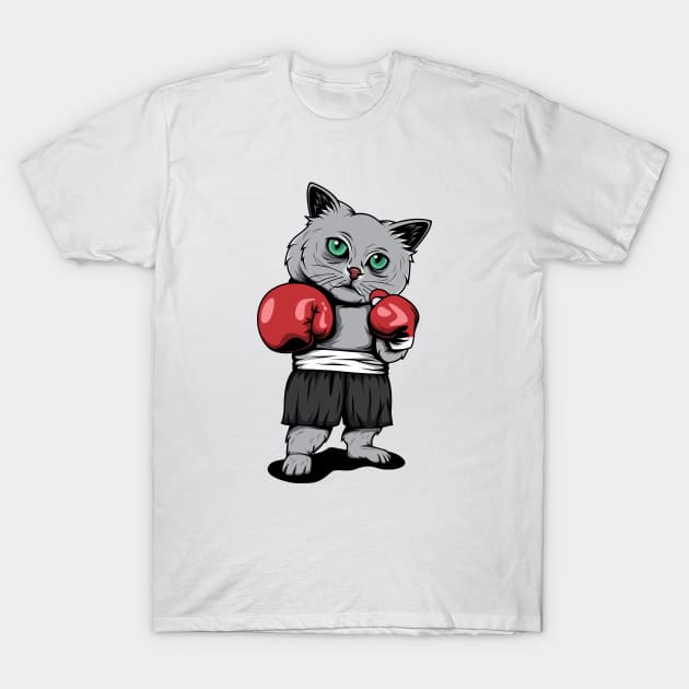 Cat Boxer T-Shirt by fooart